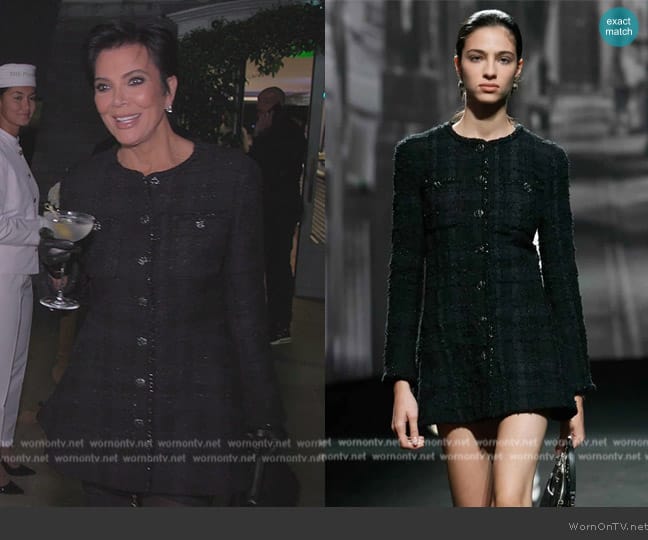 Chanel Black Tweed Mini Dress worn by Kris Jenner (Kris Jenner) on The Kardashians