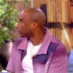 Charlamagne tha God’s purple tie dye shirt on The View