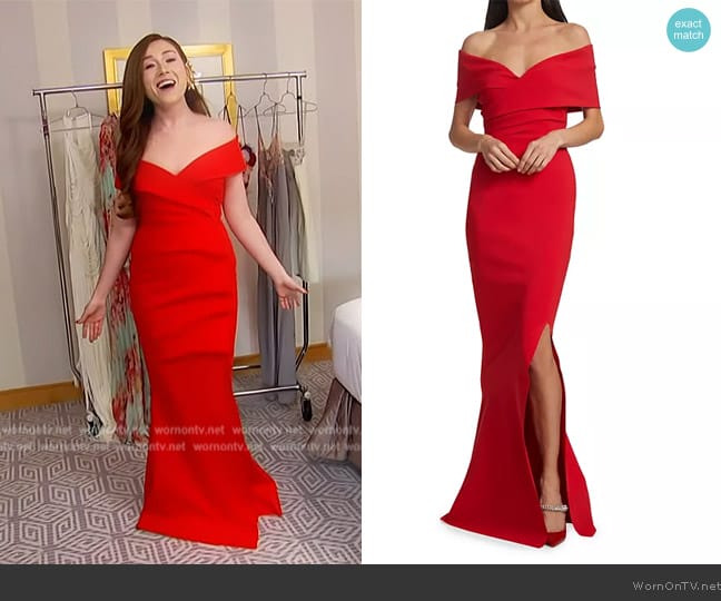 Chiara Boni La Petite Robe Stretch Jersey Fishtail Gown worn by Lily Rose on Access Hollywood