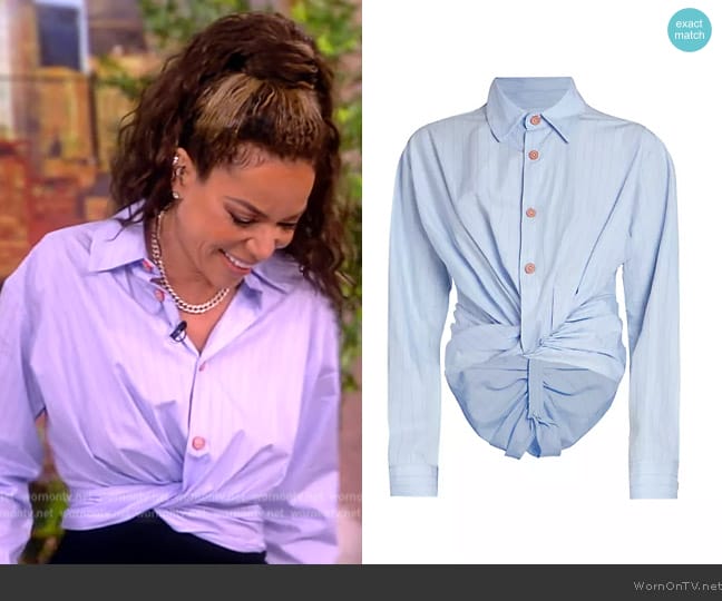 Christopher Esber Tempest Twist Stripe Shirt worn by Sunny Hostin on The View