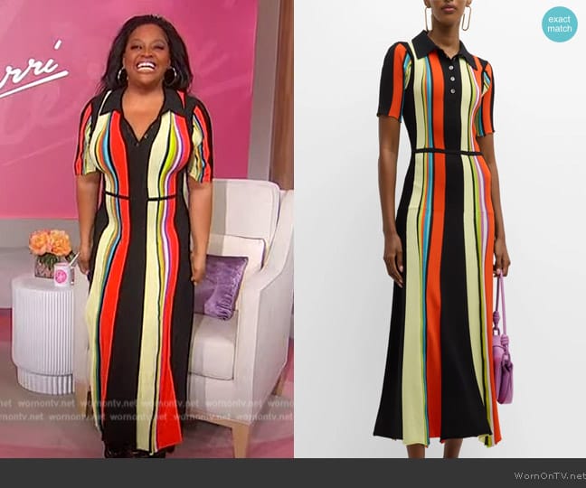 Christopher John Rogers Striped Knit Polo Dress worn by Sherri Shepherd on Sherri