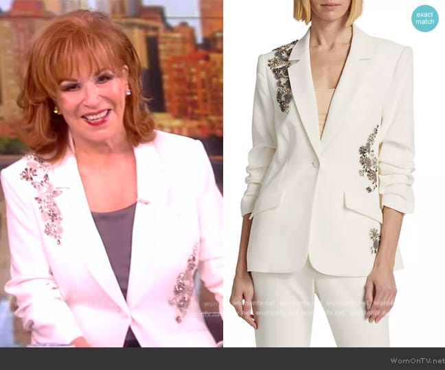 Cinq a Sept Kylie Diamond Daisies Embellished Jacket worn by Joy Behar on The View