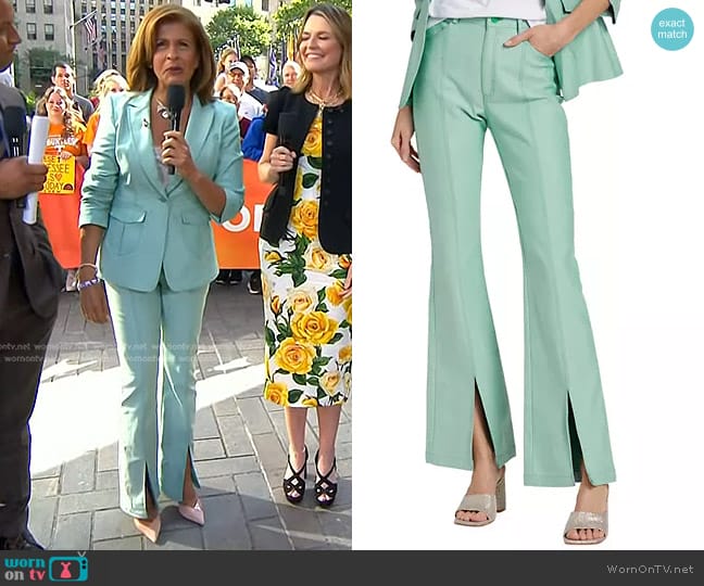 Cinq a Sept Shanis Split-Hem Pants in Light Marine Green worn by Hoda Kotb on Today