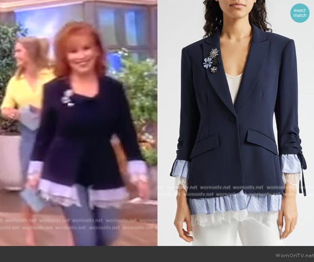 Cinq a Sept Roxie Striped Combo Crepe Blazer worn by Joy Behar on The View