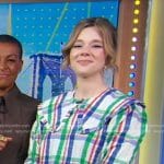 Claudia Jessie's plaid big collar top on Good Morning America