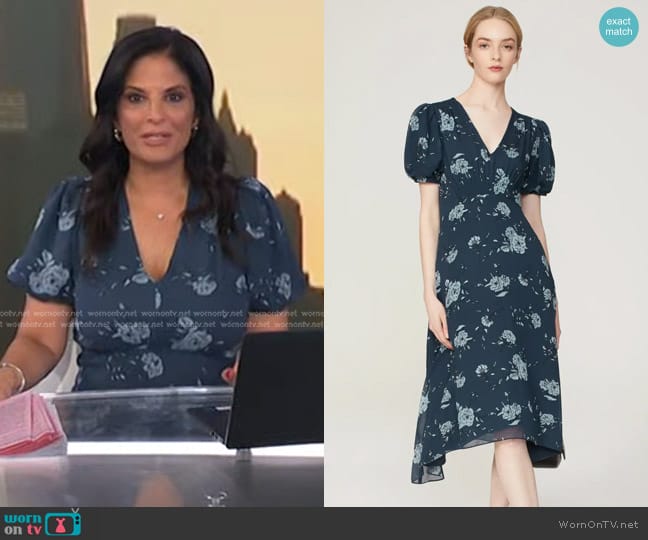 Club Monaco Floral Puff Sleeve Dress worn by Darlene Rodriguez on Today