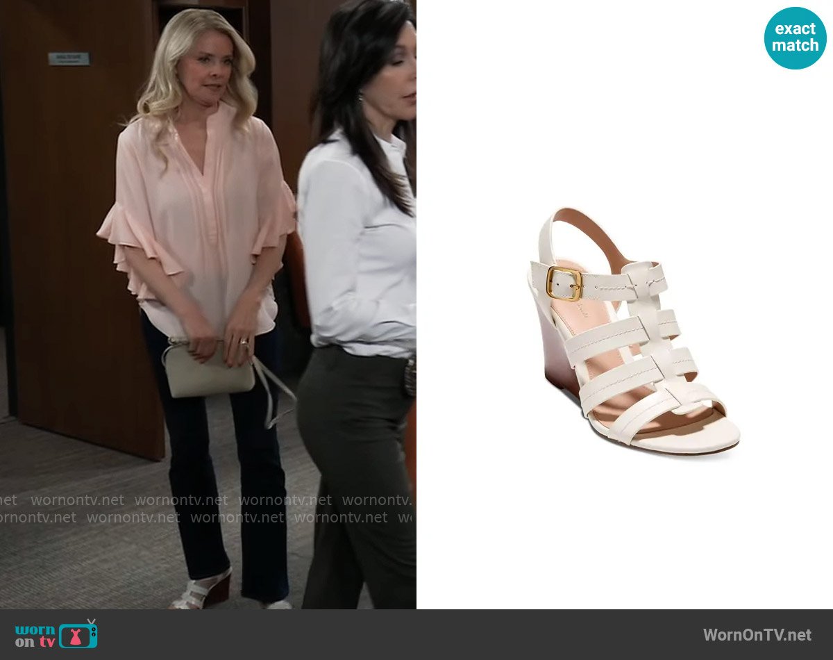 Cole Haan Josie Fisherman Wedge Sandals in Ivory worn by Felicia Scorpio (Kristina Wagner) on General Hospital