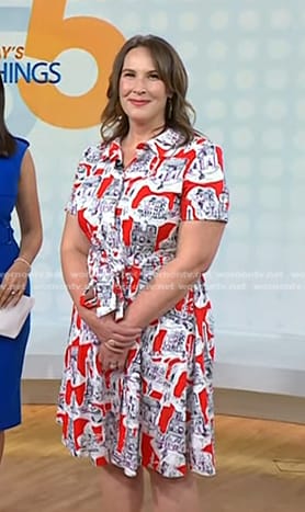 Colleen McDaniel's red Paris print shirtdress on Today