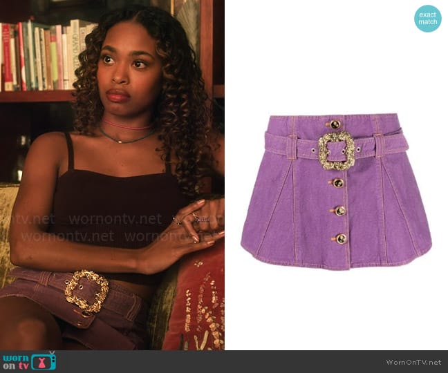 Cormio Jacqueline belted miniskirt worn by Faran Bryant (Zaria) on Pretty Little Liars Original Sin