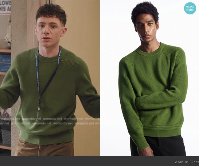 Cos Crew Neck Wool Sweater worn by Jacob Hill (Chris Perfetti) on Abbott Elementary