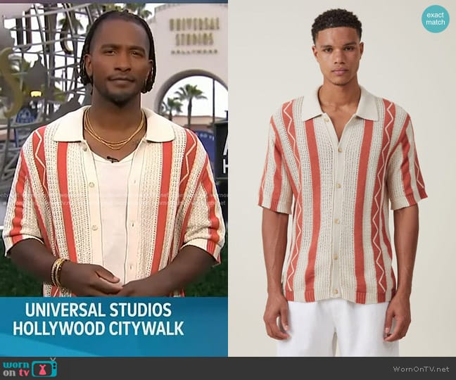 Cotton On Pablo Short Sleeve Shirt worn by Scott Evans on Access Hollywood