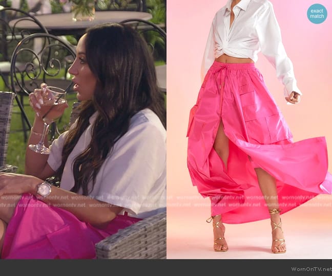 Cynthia Rowley Taffeta Cargo Skirt worn by Melissa Gorga on The Real Housewives of New Jersey