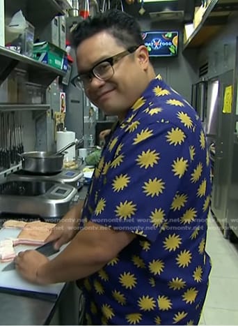 Dale Talde’s blue sun print shirt on Today