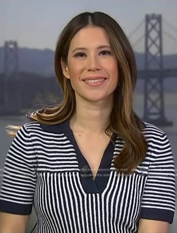 Deirdre's navy striped polot on NBC News Daily