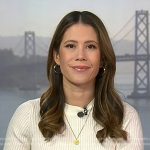 Deirdre’s white ribbed short sleeve top on NBC News Daily