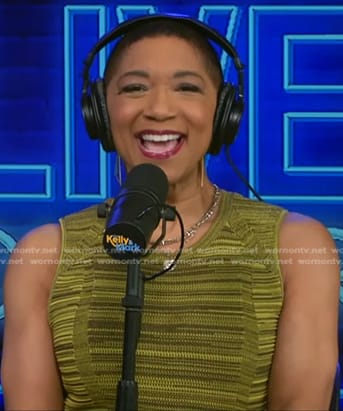 Deja Vu's yellow striped knit dress on Live with Kelly and Mark