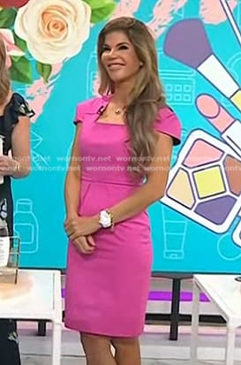 Dr. Dendy Engelman's pink square neck dress on Today