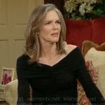 Diane's black ruched long sleeve dress on The Young and the Restless