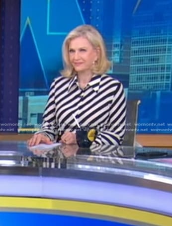 Diane Sawyer's diagonal stripe blouse on Good Morning America