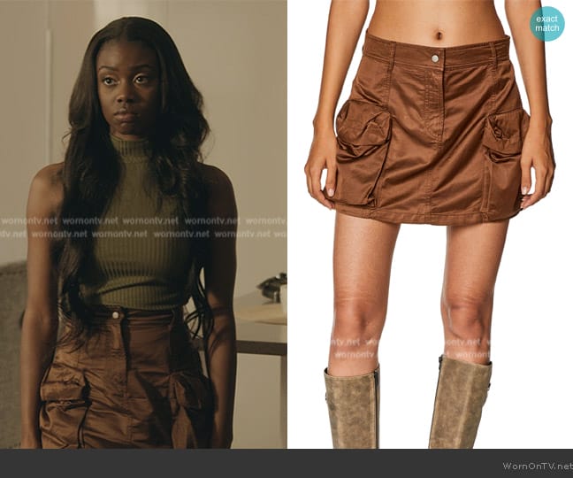 WornOnTV: Kiesha’s brown satin mini skirt on The Chi | Birgundi Baker ...