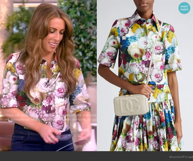 Dolce & Gabbana Floral Short Sleeve Crop Button-Up Shirt worn by Alyssa Farah Griffin on The View