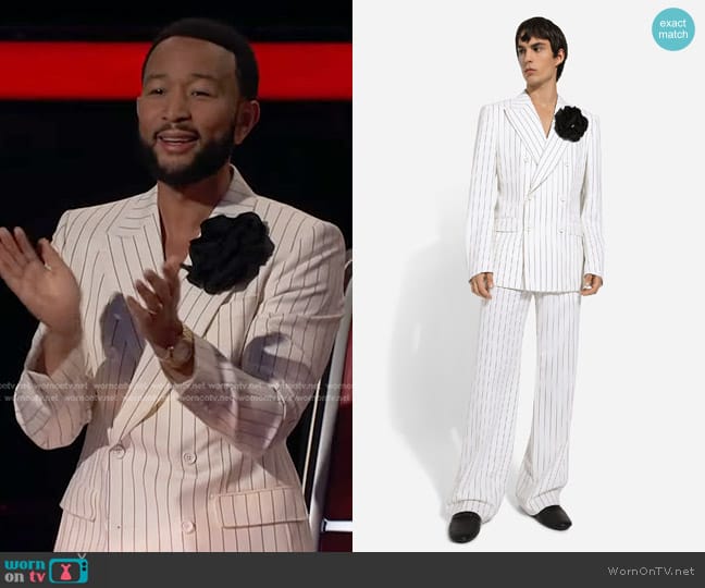 Dolce & Gabbana Pinstriped Double-Breasted Suit Jacket and Pants worn by John Legend on The Voice