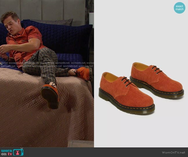 Dr. Martens 1461 Corduroy Oxford Shoes worn by Leo Stark (Greg Rikaart) on Days of our Lives