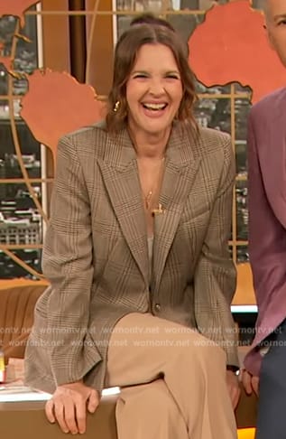 Drew’s plaid blazer on The Drew Barrymore Show