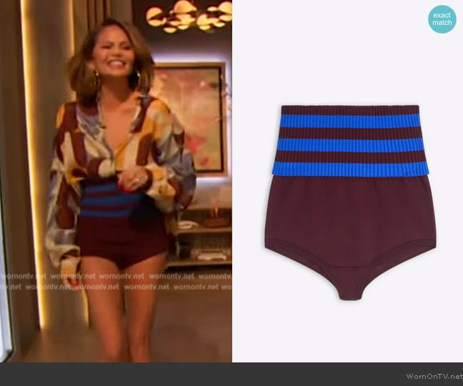 Dries Van Noten Knitted Briefs worn by Chrissy Teagan on The Drew Barrymore Show