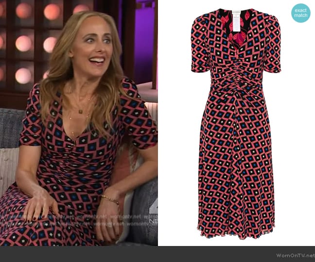 DVF Diane von Furstenberg Koren reversible mesh midi dress worn by Kim Raver on The Kelly Clarkson Show