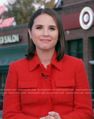 Elizabeth's red tweed jacket on Good Morning America