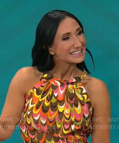 Elizabeth Werner's printed halterneck top on CBS Mornings