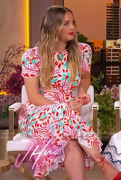 Camilla Luddington's floral print dress on The Jennifer Hudson Show