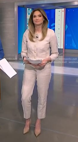 Ellison's beige jacket and pants on NBC News Daily