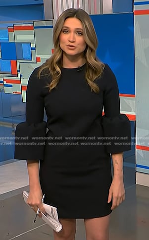 Ellison Barber's black bell sleeve dress on NBC News Daily