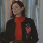 Elsbeth’s black heart embroidered jacket on Elsbeth