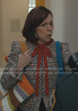 Elsbeth's multi-colored tweed jacket on Elsbeth