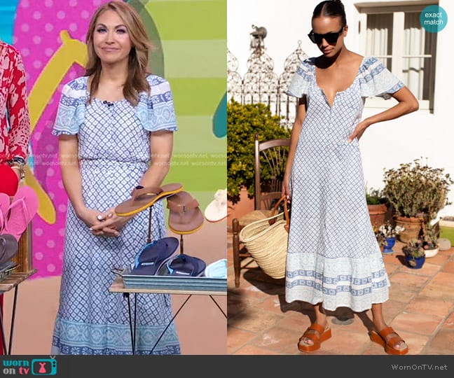 Emerson Fry Tasha Button Sundress in Lattice Organic worn by Lori Bergamotto on Good Morning America