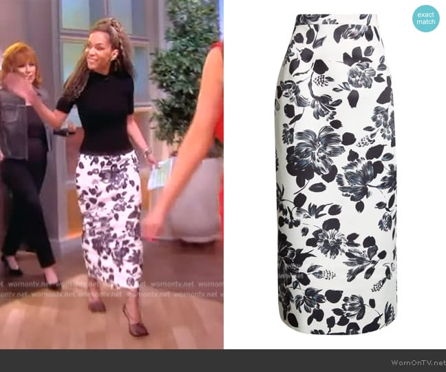 Emilia Wickstead Lorelei Floral Midi Skirt worn by Sunny Hostin on The View