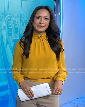 Emilie's yellow mock neck blouse on Today