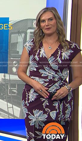 Emily West's burgundy floral wrap dress on Today