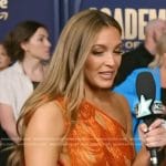 Emily Orozco’s orange beaded mini dress on Access Hollywood