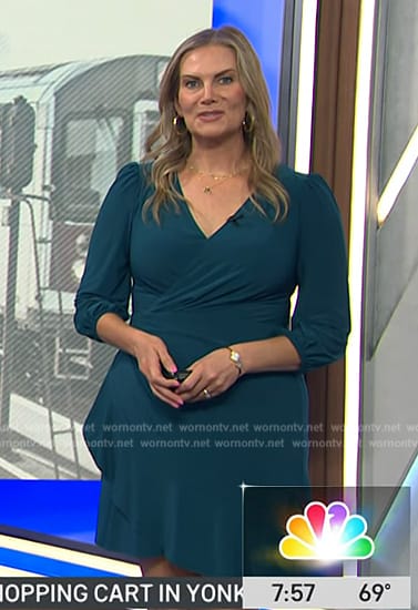 WornOnTV: Emily West’s teal wrap dress on Today | Emily West | Clothes ...