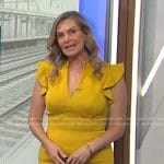Emily West's yellow ruffle sleeve v-neck dress on Today