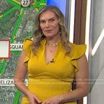 Emily West’s yellow ruffle sleeve v-neck dress on Today