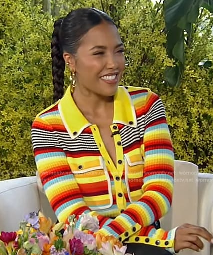 Emma Grede's stripe ribbed bodysuit on Tamron Hall Show