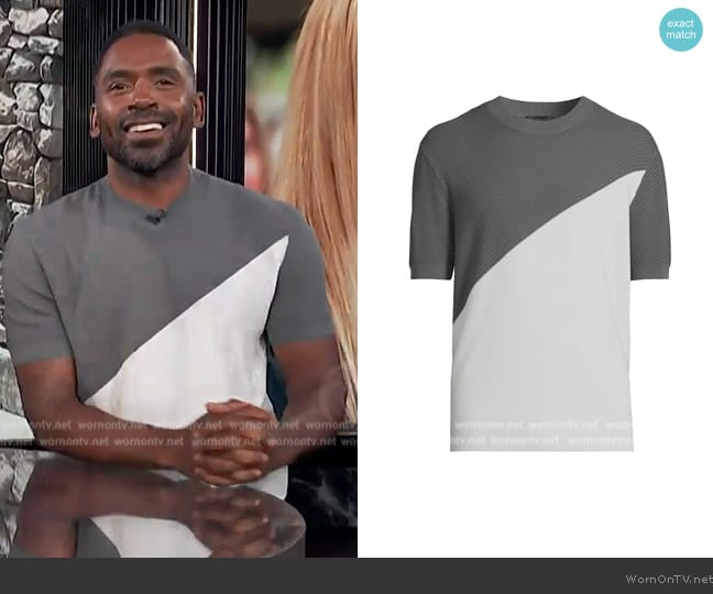 Emporio Armani Short-Sleeve Sweater worn by Justin Sylvester on E! News