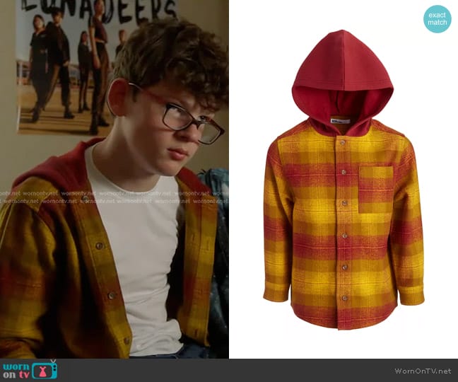 Epic Threads Big Boys Plaid Hooded Shacket worn by Christopher Diaz (Gavin McHugh) on 9-1-1