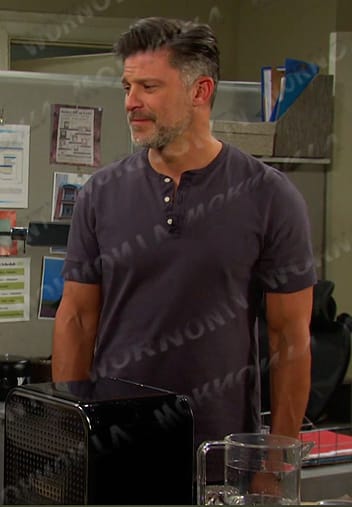 Eric's navy henley shirt on Days of our Lives