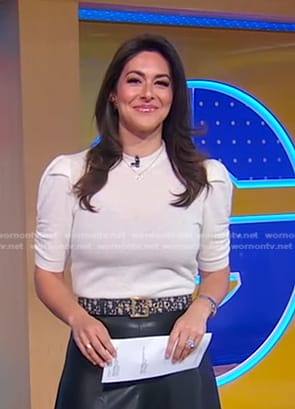 Erielle's white puff sleeve sweater on Good Morning America